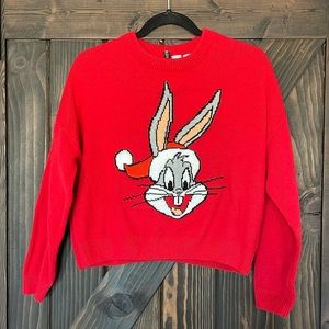 Red Bugs Bunny Christmas Sweater, Ugly Christmas Sweater, H&M, Womans XS